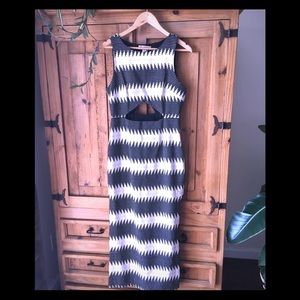 Mara Hoffman linen zebra cut out maxi dress